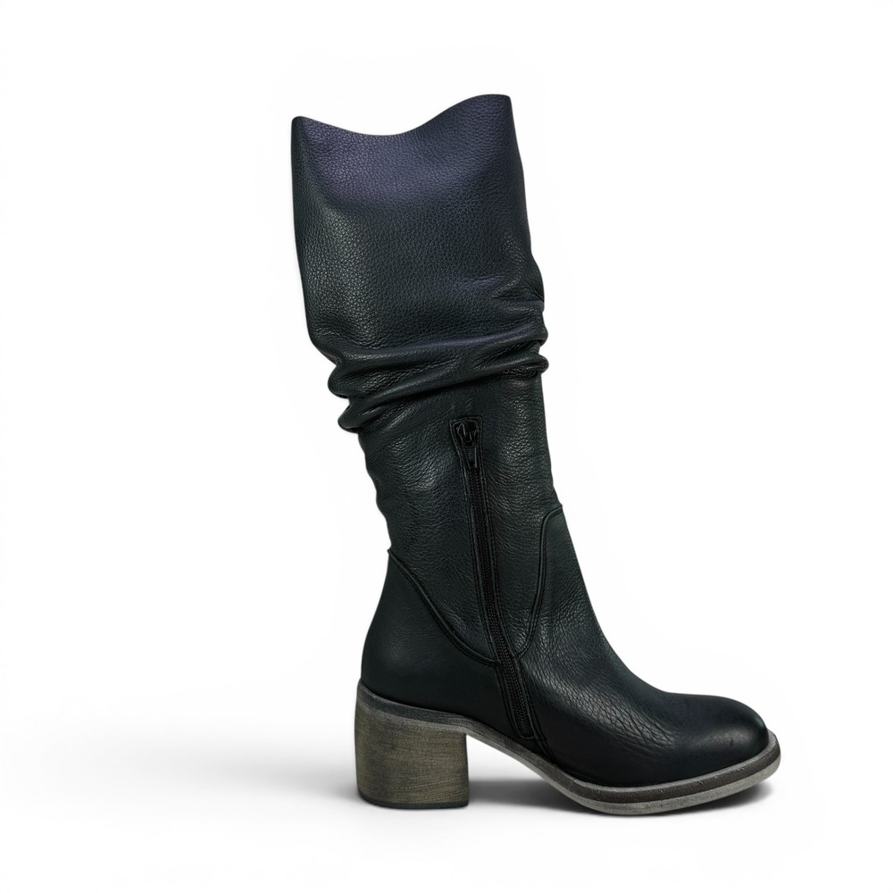 Free People Essential Tall Slouch Boot Womens 7 EU 37 Black Leather Zip Spain - Picture 4 of 16